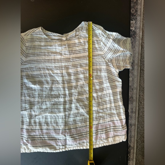 J.Jill Love Linen Striped Long Sleeve Boxy Blouse White Blue Lilac Size XL - Picture 9 of 9